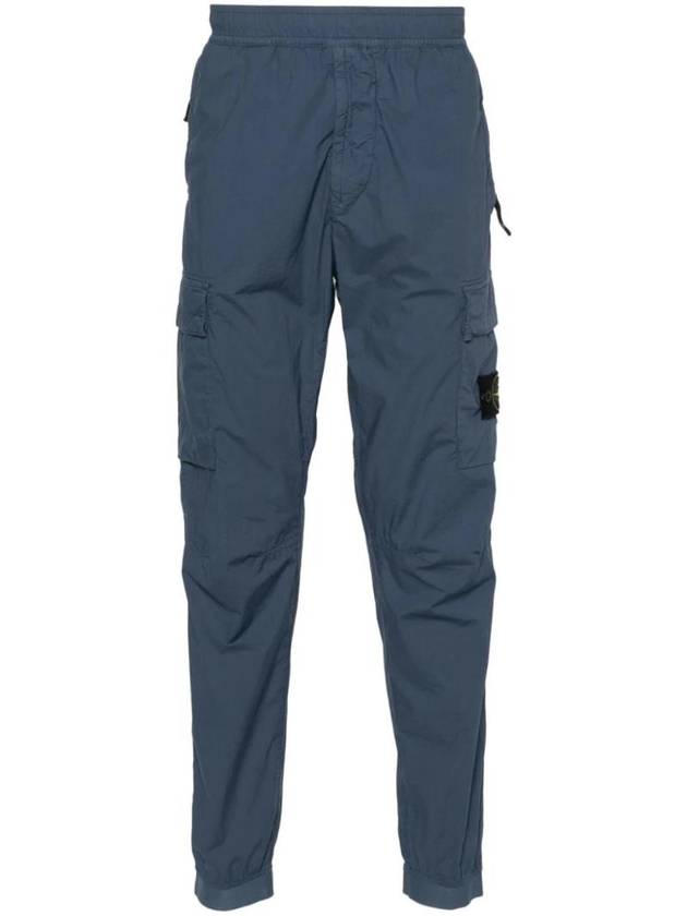 Stretch Cotton Tela Paracadute Cargo Straight Pants Blue - STONE ISLAND - BALAAN 1