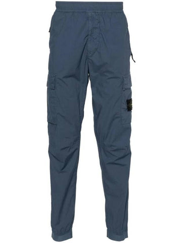 Stretch Cotton Tela Paracadute Cargo Straight Pants Blue - STONE ISLAND - BALAAN 1