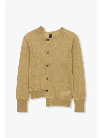 Yohji Yamamoto Y s Uncut Cutting Metallic Knit Cardigan Gold - YOHJI YAMAMOTO - BALAAN 1