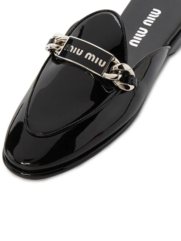 Women's Logo Leather Bloafers Black - MIU MIU - BALAAN 8