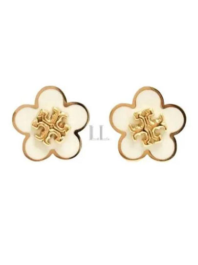 Kira Flower Stud Earrings White Gold - TORY BURCH - BALAAN 2