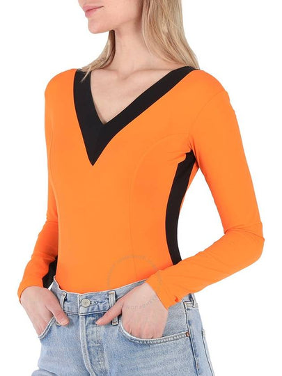 Burberry Bright Orange V-neck Bodysuit, Size Small - BURBERRY - BALAAN 2