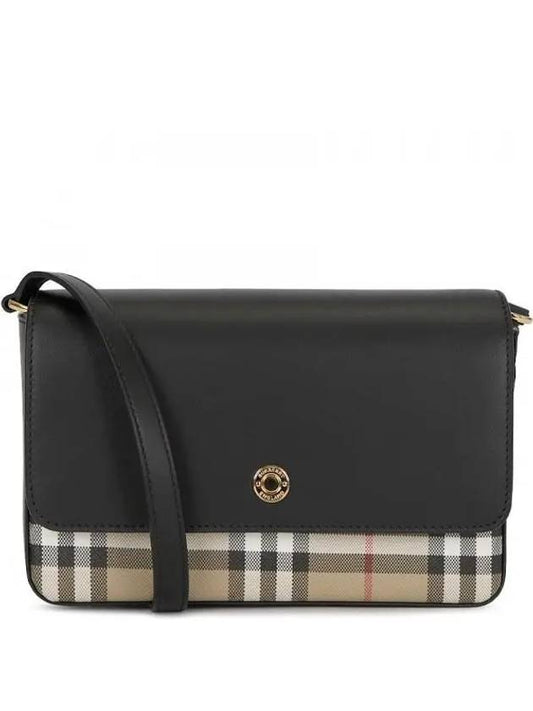 Vintage Check Leather Cross Bag Black - BURBERRY - BALAAN 2