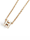 Mini Pop H Pendant Necklace Gold Blanc White - HERMES - BALAAN 7