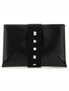 Logo Strap Leather Card Wallet Black - MARNI - BALAAN 2