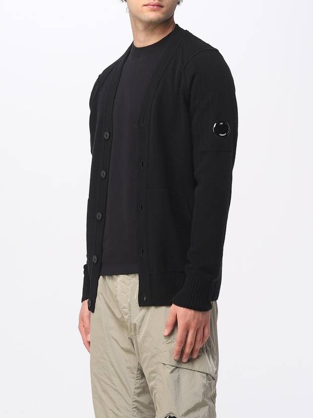 Men's Lens Wappen Lambswool Cardigan Black - CP COMPANY - BALAAN 3