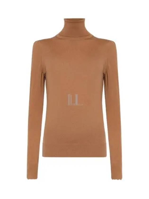 Scalloped Sleeve Edge Wool Turtleneck Brown - CHLOE - BALAAN 2