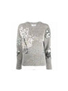 Women's Donegal Mohair Tweed Embroidered Knit Top Grey - THOM BROWNE - BALAAN 2