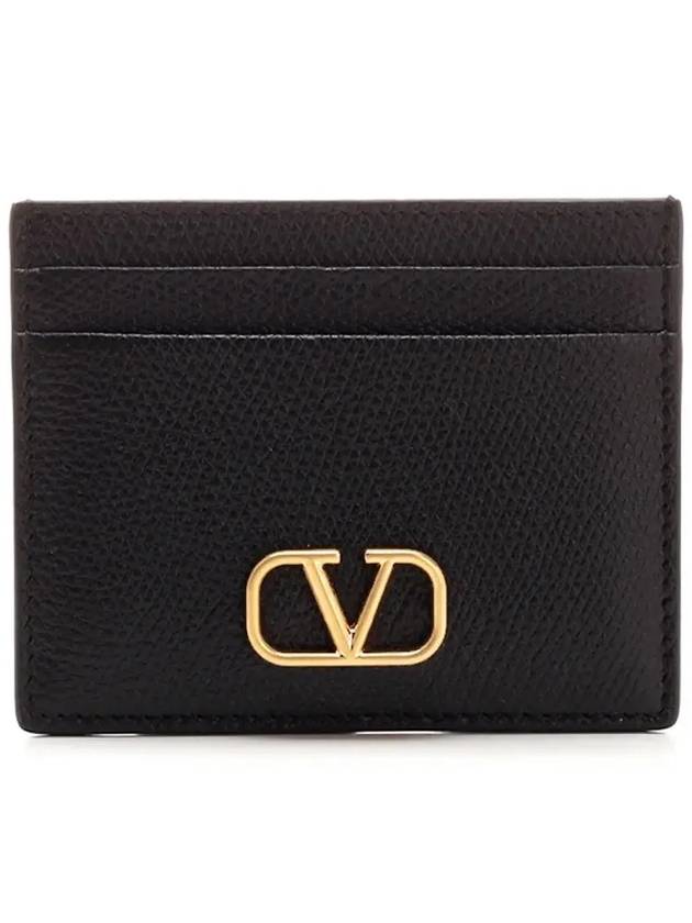 V Logo Signature Card Wallet Black - VALENTINO - BALAAN 3