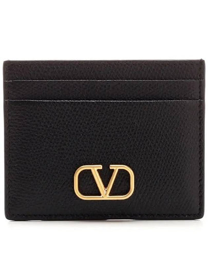 V Logo Signature Card Wallet Black - VALENTINO - BALAAN 2