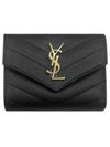 Monogram Cassandra Matelasse Half Wallet Black - SAINT LAURENT - BALAAN 2