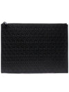 Monogram Pattern Leather Zipper Clutch Bag Black - SAINT LAURENT - BALAAN 2