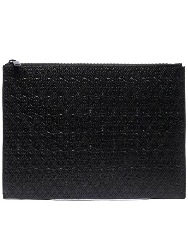 Monogram Pattern Leather Zipper Clutch Bag Black - SAINT LAURENT - BALAAN 3