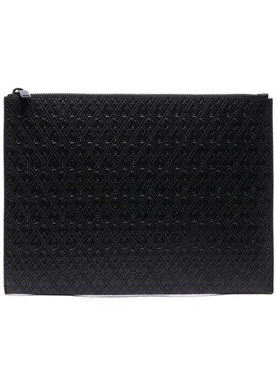 Monogram Pattern Leather Zipper Clutch Bag Black - SAINT LAURENT - BALAAN 2