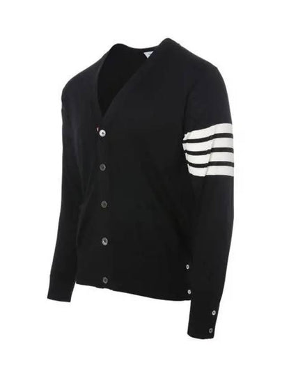 Men's Sustainable Classic Diagonal Wool Cardigan Black - THOM BROWNE - BALAAN 2