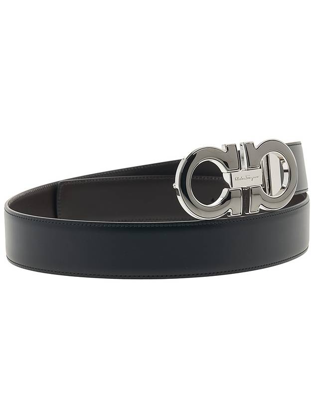 Ferragamo Men's Double Gancini Reversible Belt 67 9494 NERO HICKORY 0645904 - SALVATORE FERRAGAMO - BALAAN 3