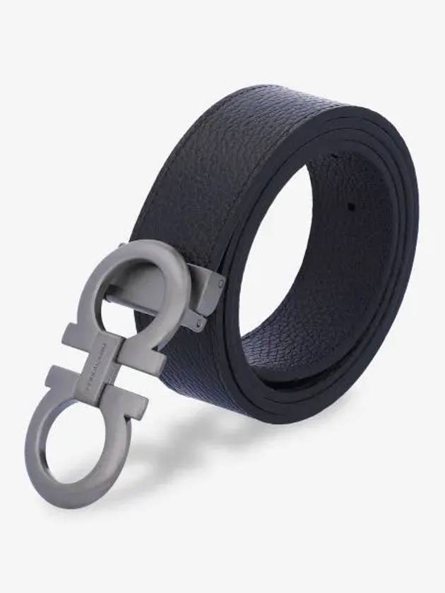 Gancini Reversible Adjustable Leather Belt Midnight Blue - SALVATORE FERRAGAMO - BALAAN 2