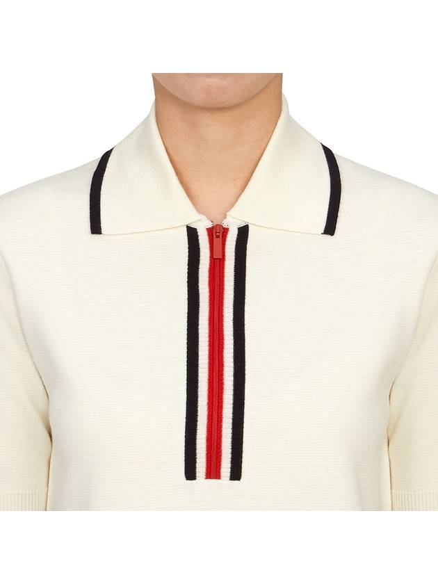 Milano Stitch Zip-Up Polo Short Dress White - THOM BROWNE - BALAAN 6