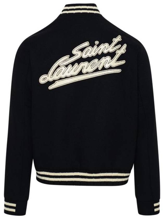 Teddy Wool Bomber Jacket  Black - SAINT LAURENT - BALAAN 4