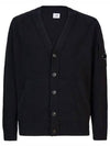 Men's Lens Wappen Lambswool Cardigan Black - CP COMPANY - BALAAN 2