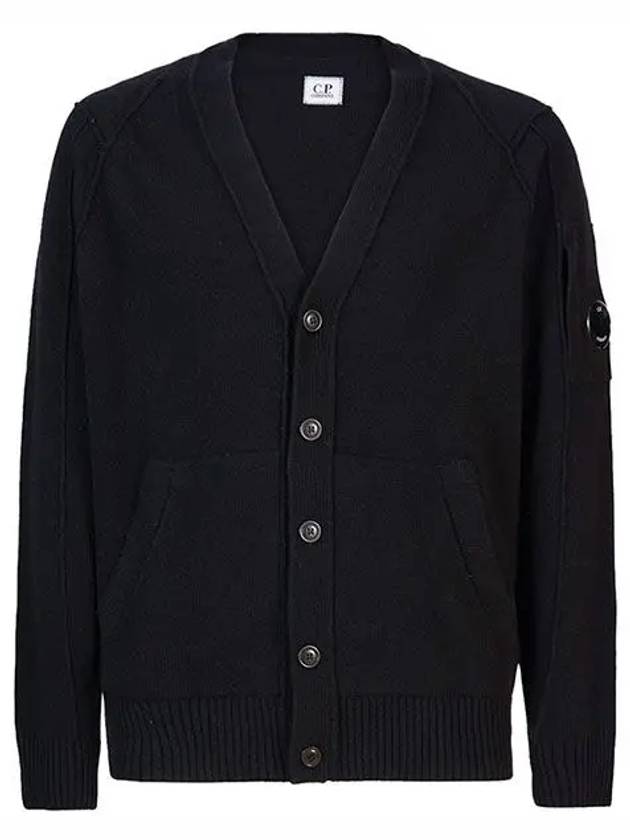 Men's Lens Wappen Lambswool Cardigan Black - CP COMPANY - BALAAN 2