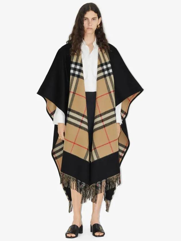 Vintage Check Pattern Wool Cashmere Cape Black - BURBERRY - BALAAN 3