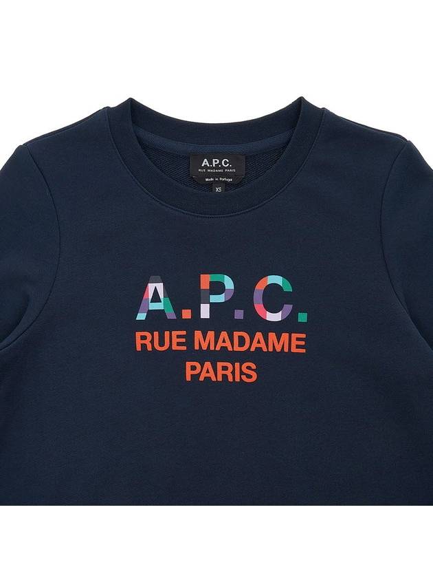 Women's Color Block Logo Sweat Sweatshirt Navy - A.P.C. - BALAAN 4