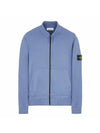 Garment Dyed Cotton Fleece Zip Up Jacket Avio Blue - STONE ISLAND - BALAAN 2