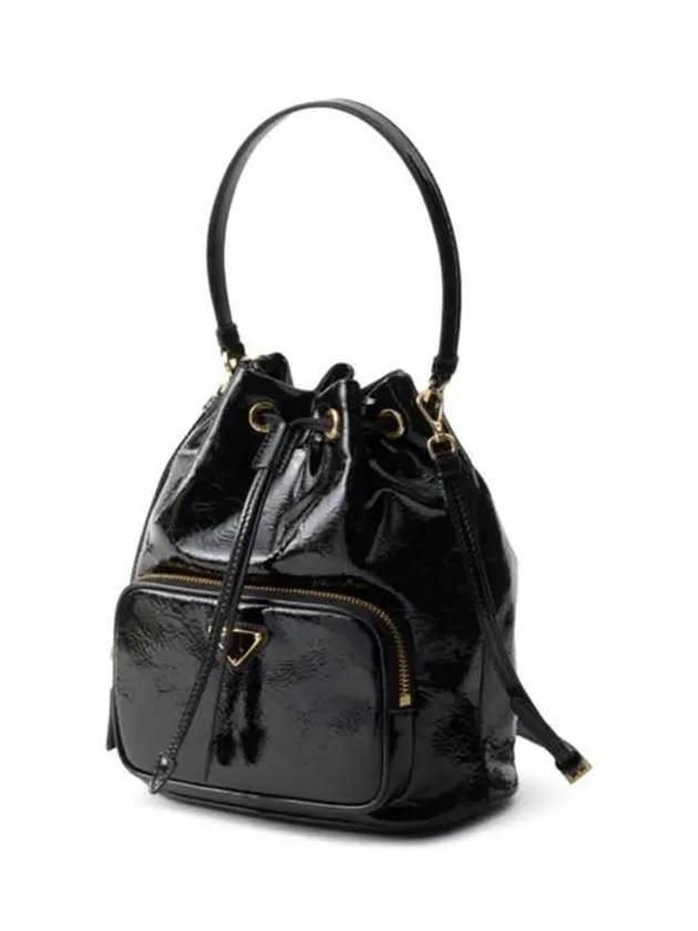 Duet Naplak Patent Leather Bucket Bag Black - PRADA - BALAAN 4