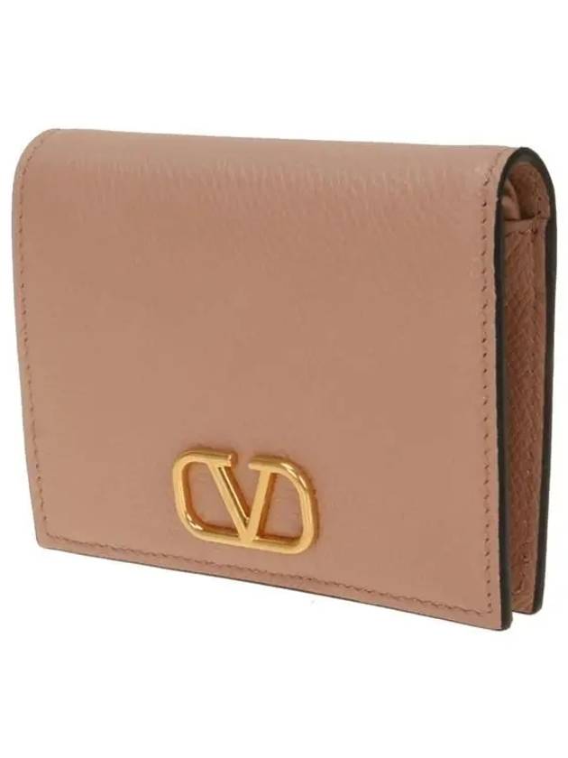 V Logo Signature Flap Compact Half Wallet Rose Canel - VALENTINO - BALAAN 3