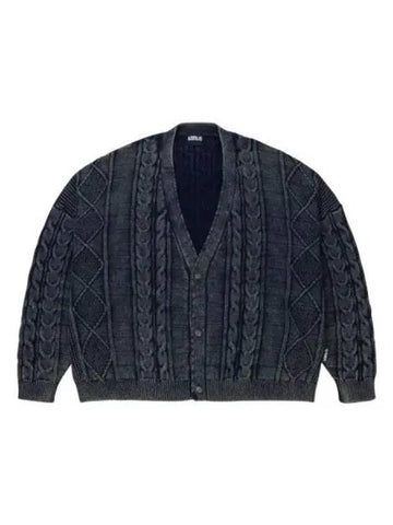 Cable washed cardigan navy - AJOBYAJO - BALAAN 1