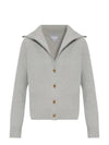 Compact Knot Button Wool Cardigan Moon - BOTTEGA VENETA - BALAAN 2