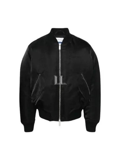 Embroidered Logo Padded Bomber Jacket Black - OFF WHITE - BALAAN 2