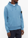 Waffen Patch Cotton Fleece Hoodie Power Blue - STONE ISLAND - BALAAN 3