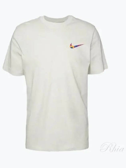 Men's NSW Club Swoosh Print Sport Short Sleeve T-Shirt White - NIKE - BALAAN 2