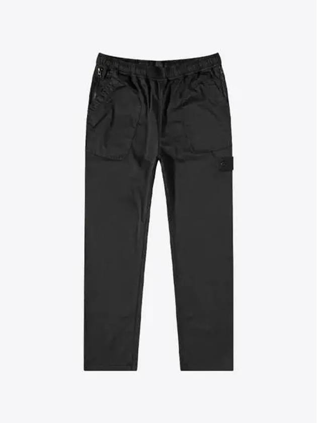 Ghost Piece Stretch Cotton Lyocell Satin Cargo Pants Black - STONE ISLAND - BALAAN 2