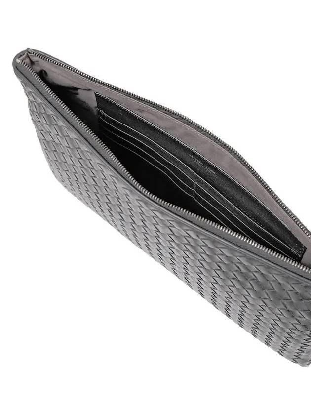 Intrecciato Document Clutch Bag Grey - BOTTEGA VENETA - BALAAN 5