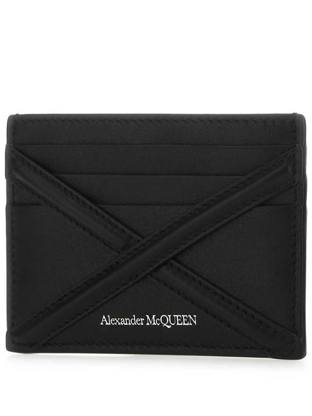 Harness Logo Print Calfskin Card Wallet Black - ALEXANDER MCQUEEN - BALAAN 3