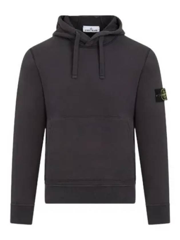 Logo Patch Drawstring Hoodie Charcoal - STONE ISLAND - BALAAN 2