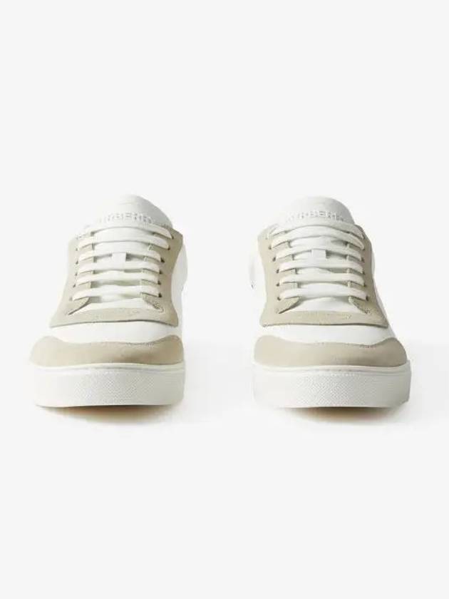 Leather Suede Check Cotton Low Top Sneakers White - BURBERRY - BALAAN 5