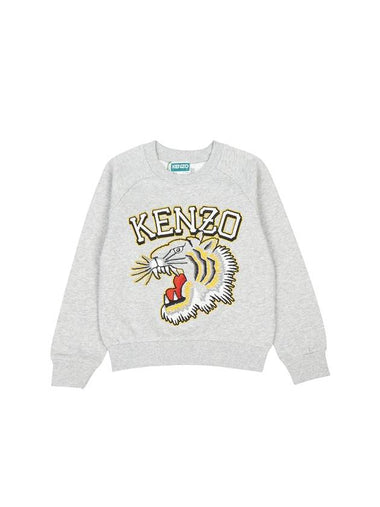 Kids Tiger Logo Sweatshirt Grey - KENZO - BALAAN 1