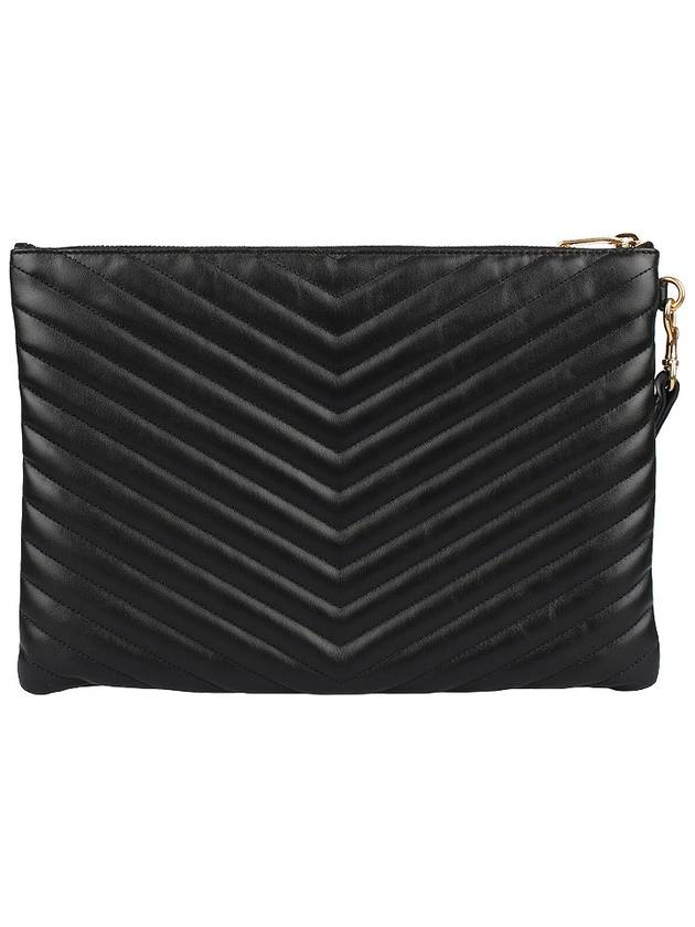 Gold Monogram Matelasse Clutch Bag Black - SAINT LAURENT - BALAAN 4