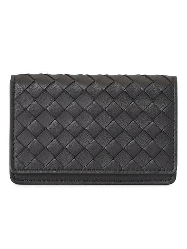 Intrecciato Flap Card Wallet Black - BOTTEGA VENETA - BALAAN 1