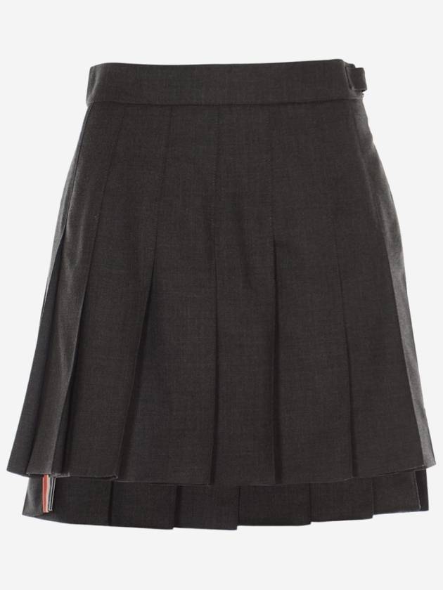 RMB Wool Mini Pleated Skirt Dark Grey - THOM BROWNE - BALAAN 2