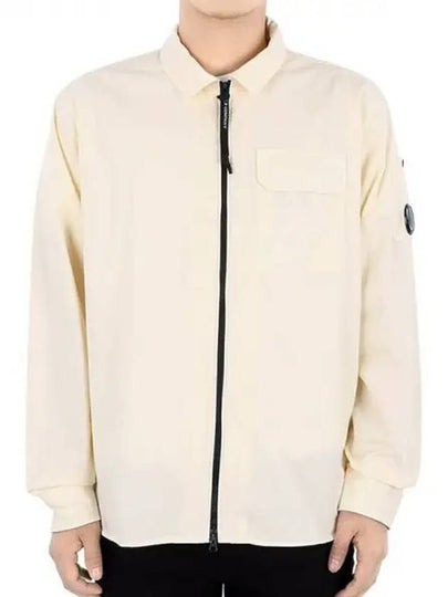 Gabardine Zip Up Long Sleeve Shirt Beige - CP COMPANY - BALAAN 2