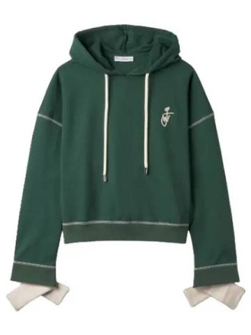 cropped hooded green t shirt hoodie - JW ANDERSON - BALAAN 1