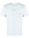 Tricolor Fox Patch Classic Pocket Short Sleeve T-Shirt Blue - MAISON KITSUNE - BALAAN 1