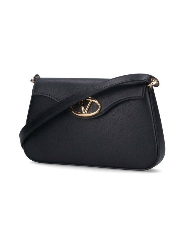 Logo Plaque Fold Over Cross Bag Black - VALENTINO - BALAAN 3