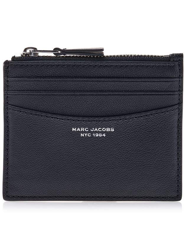 The Slim 84 Logo Print Leather Card Wallet Black - MARC JACOBS - BALAAN.