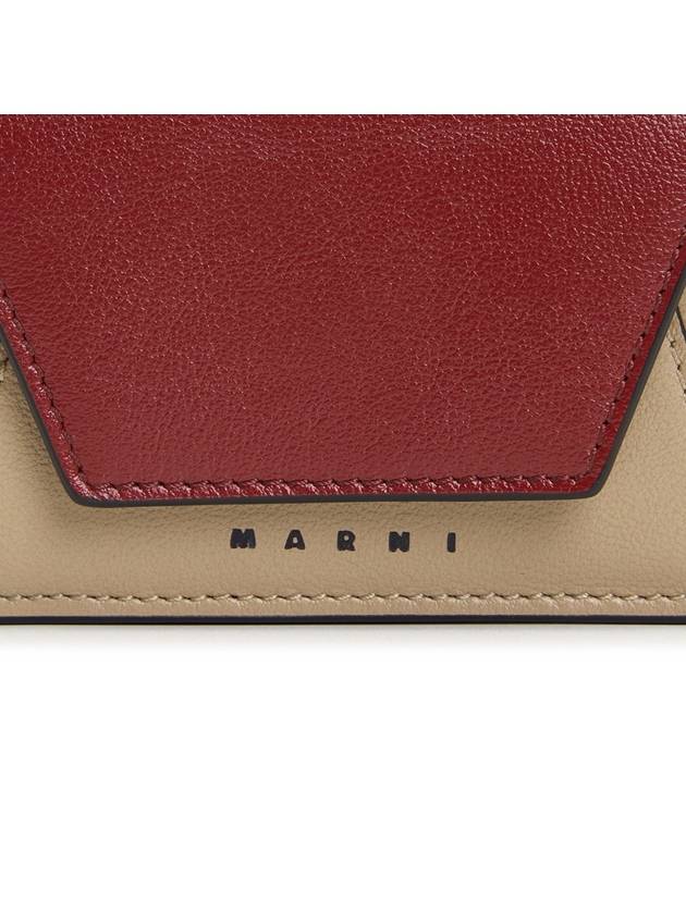 Men's Compact Tri-Fold Leather Half Wallet Wine Dune - MARNI - BALAAN 8